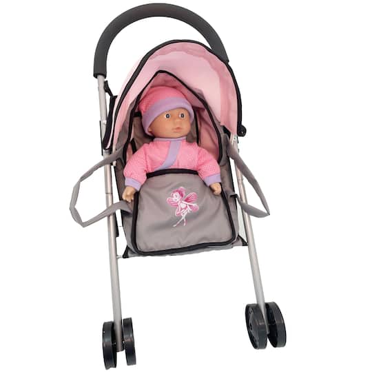 Dimian Bambolina 11.5&#x22; Soft Baby Doll with Carrier Cot